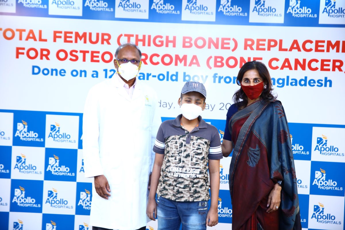 Apollo Hospitals, Chennai has successfully performed total femur replacement on a child from Bangladesh suffering from osteosarcoma.