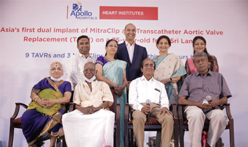 Asia’s first dual implant of MitraClip and TAVR was successfully performed on a 75-year-old Sri Lankan patient at Apollo Hospitals, Chennai.