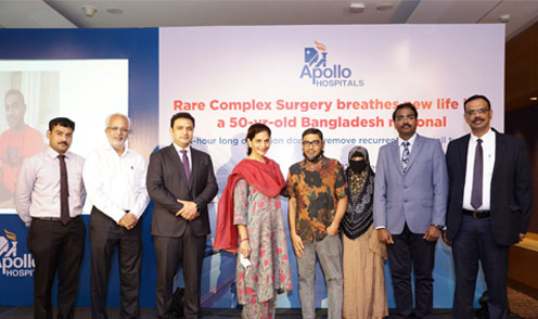 Apollo Hospitals, Chennai has successfully performed a complex surgery on a Bangladeshi patient to remove a rare recurrent chest wall tumor.